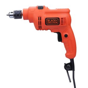 BLACK+DECKER KR5010 550W 10mm 2800 RPM Corded Single Speed Hammer Drill Driver Machine For Home & DIY Use for drilling into masonry, steel and wood, 1 Year Warranty, ORANGE & BLACK