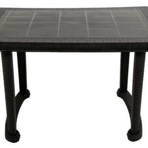 Esquire Trofi Plastic Dining Table-Black, 4 Seater, Cane Matte Surface